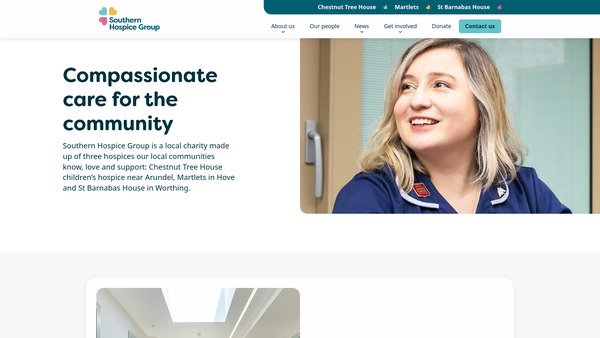 Screenshot of the Southern Hospice Group website