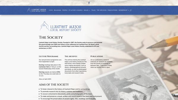 Screenshot of the The Llantwit Major Local History Society website