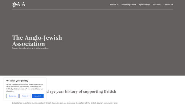 Screenshot of the The Anglo Jewish Association website