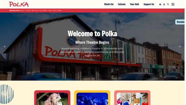 Screenshot of the Polka Children's Theatre Limited website