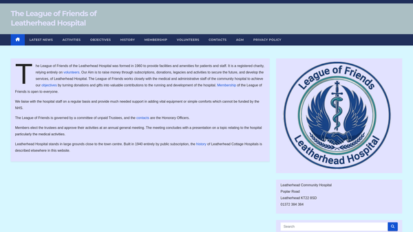 Screenshot of the The League Of Friends Of The Leatherhead Hospital website