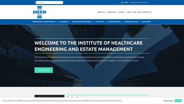 Screenshot of the The Institute Of Healthcare Engineering And Estate Management website
