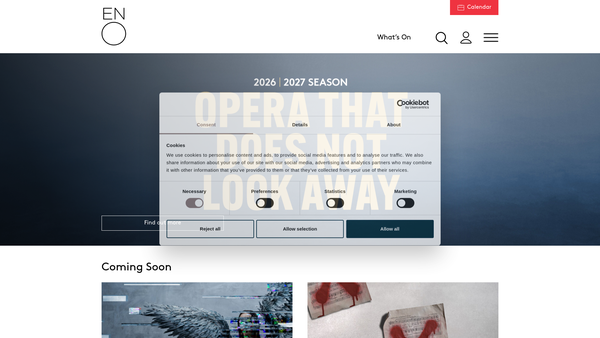 Screenshot of the English National Opera website