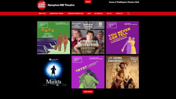 Screenshot of the The Teddington Theatre Club Limited website