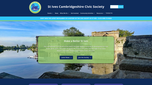 Screenshot of the Civic Society Of St Ives website