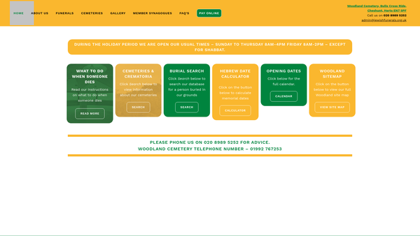 Screenshot of the Jewish Joint Burial Society website