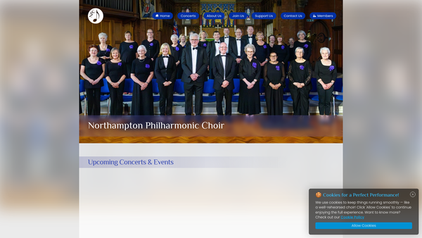Screenshot of the Northampton Philharmonic Choir website