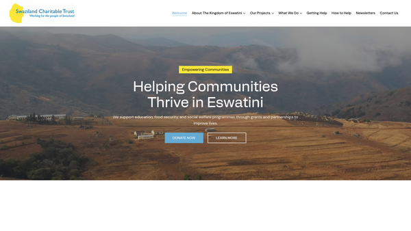 Screenshot of the Swaziland Charitable Trust website