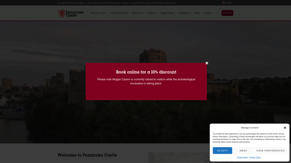 Screenshot of the Pembroke Castle Trust website