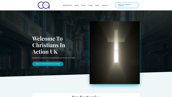 Screenshot of the Christians In Action website