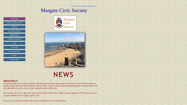 Screenshot of the The Margate Civic Society website