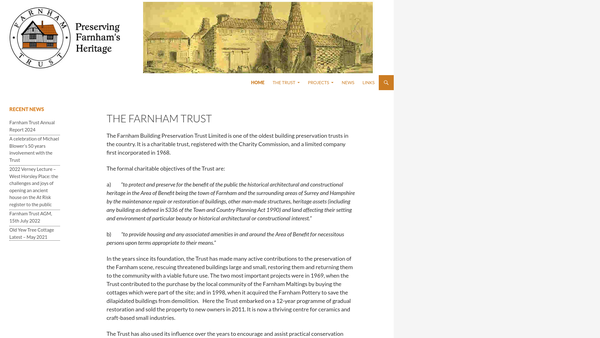 Screenshot of the The Farnham (Building Preservation) Trust Limited website