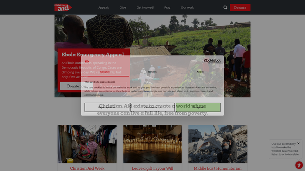 Screenshot of the Christian Aid website