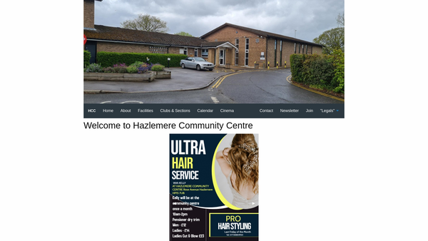 Screenshot of the Hazlemere Community Association website