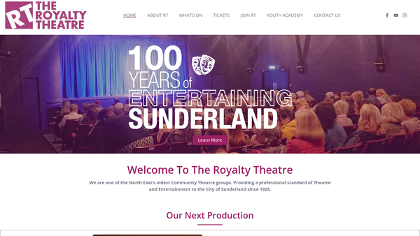 Screenshot of the Royalty Theatre Sunderland website