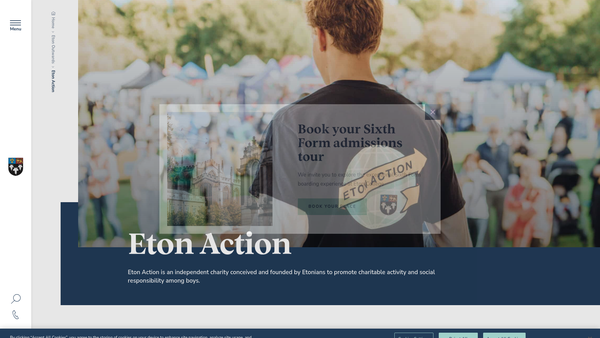 Screenshot of the Eton Action website