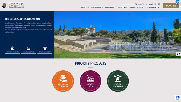 Screenshot of the The Jerusalem Foundation website