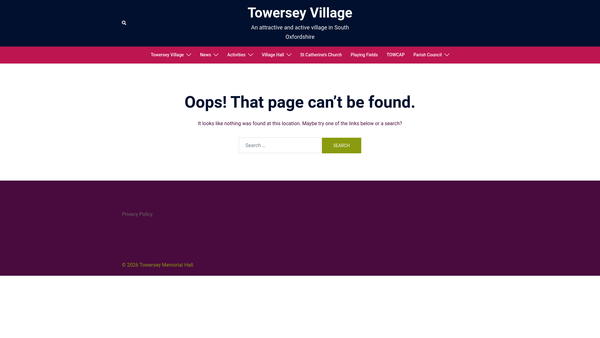 Screenshot of the The Towersey War Memorial Institute website