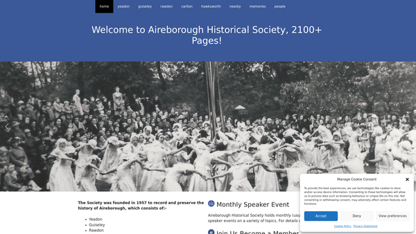 Screenshot of the Aireborough Historical Society website