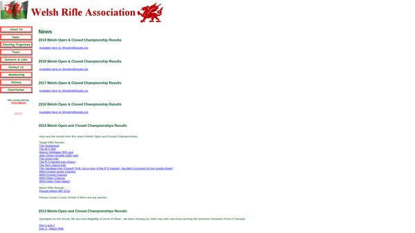 Screenshot of the The Welsh Twenty Club website