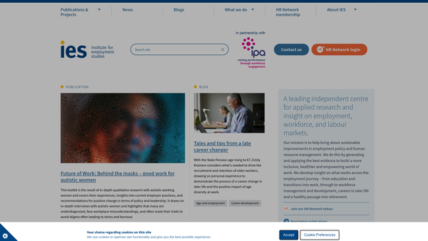Screenshot of the Institute For Employment Studies website