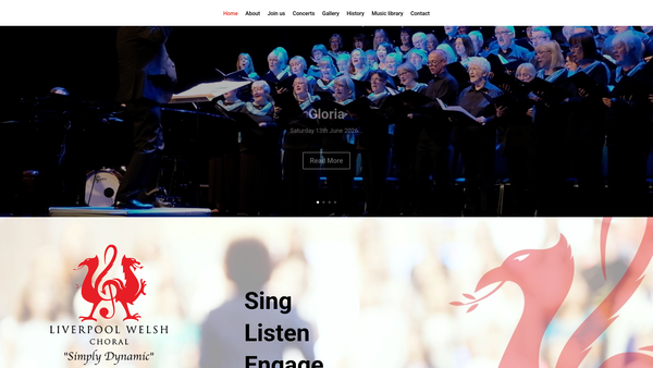Screenshot of the Liverpool Welsh Choral Union website