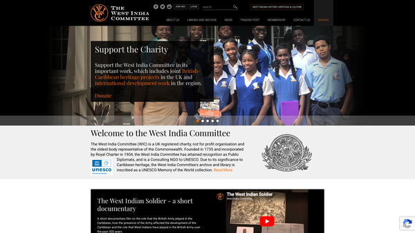 Screenshot of the West India Committee website
