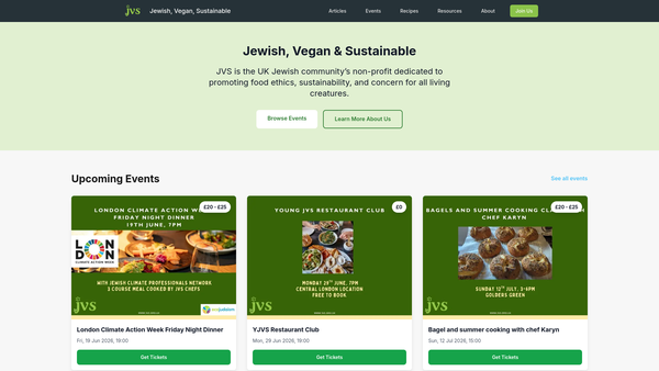 Screenshot of the The Jewish Vegetarian And Ecological Society website