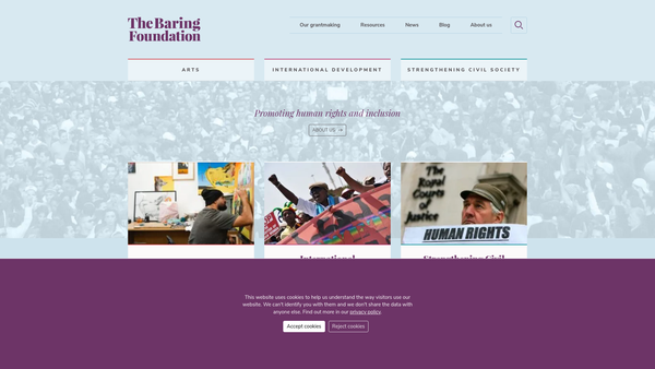 Screenshot of the The Baring Foundation website