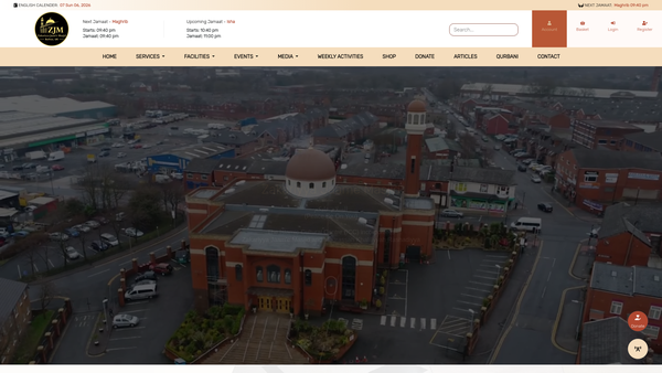 Screenshot of the The Islamic Cultural Centre Zakariyya Jaam'e Masjid website