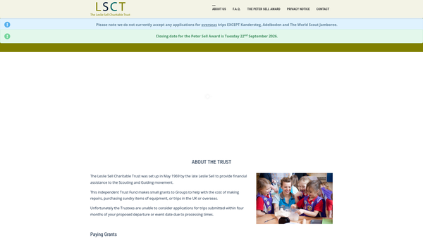 Screenshot of the The Leslie Sell Charitable Trust website