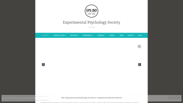 Screenshot of the Experimental Psychology Society website