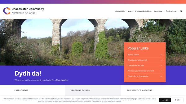 Screenshot of the Chacewater Old Recreation Ground website