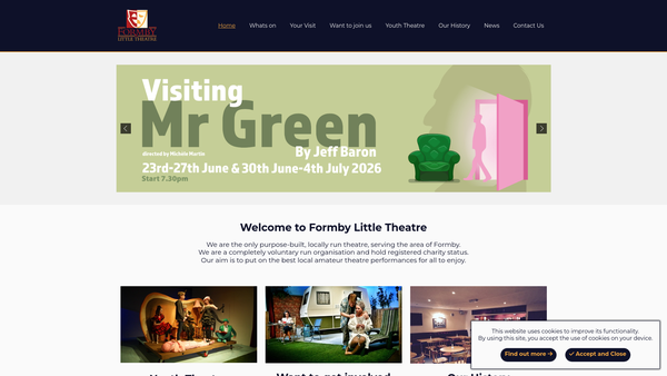 Screenshot of the Formby Little Theatre website