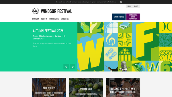 Screenshot of the The Windsor Festival Society Limited website