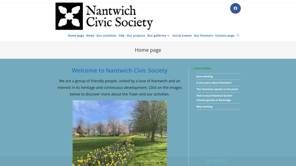 Screenshot of the Nantwich Civic Society website