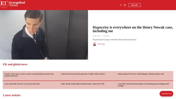Screenshot of the The Evangelical Times Limited website