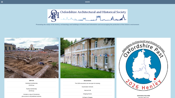 Screenshot of the Oxfordshire Architectural And Historical Society website