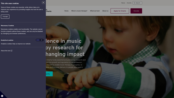 Screenshot of the The Music Therapy Charity website