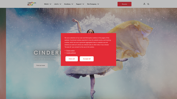 Screenshot of the Northern Ballet Limited website