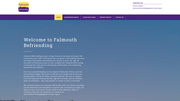 Screenshot of the Falmouth Age Concern website