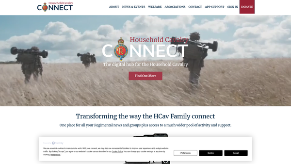 Screenshot of the The Blues And Royals Association website
