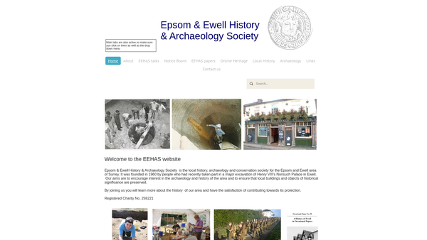 Screenshot of the Epsom And Ewell History And Archaeology website