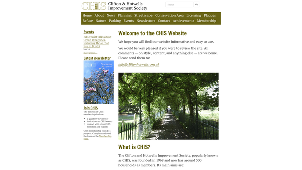 Screenshot of the The Clifton And Hotwells Improvement Society website