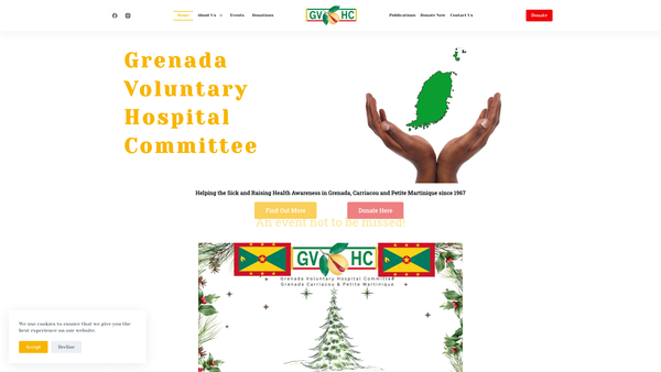 Screenshot of the The Grenada Voluntary Hospital Committee website