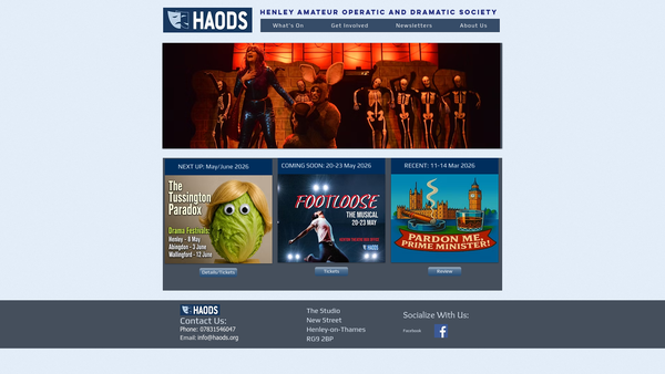 Screenshot of the Henley-On-Thames Amateur Operatic And Dramatic Society website