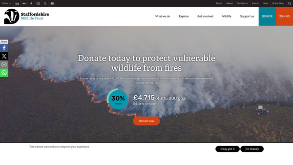 Screenshot of the Staffordshire Wildlife Trust Limited website