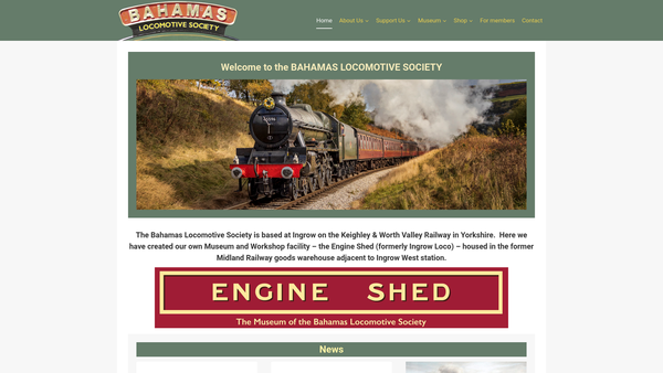 Screenshot of the The Bahamas Locomotive Society Limited website