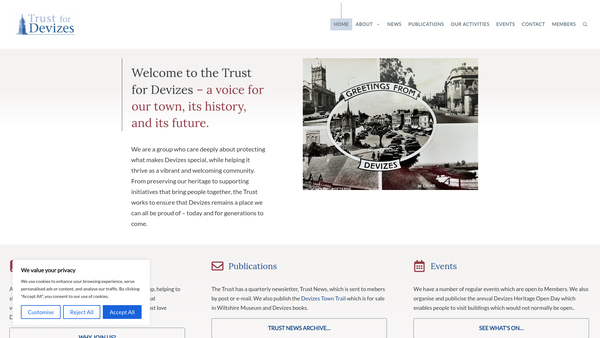 Screenshot of the The Trust For Devizes website