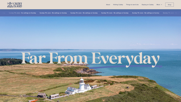 Screenshot of the Caldey Abbey website